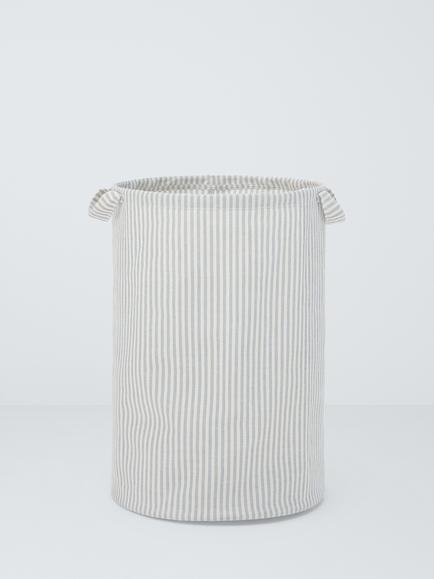 John Lewis Stripe Round Laundry Bag, Grey/Natural, Grey/Natural