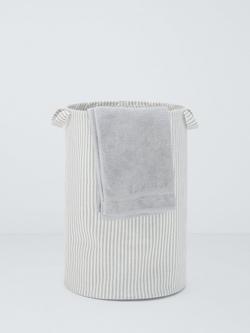 John Lewis Stripe Round Laundry Bag, Grey/Natural - view 2, Grey/Natural
