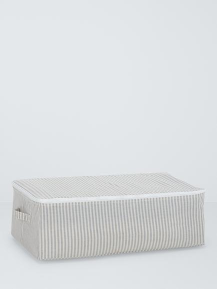 John Lewis Stripe Under Bed Storage Bag, Grey/Natural, Grey/Natural
