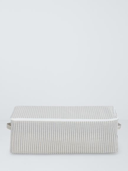 John Lewis Stripe Under Bed Storage Bag, Grey/Natural - view 2, Grey/Natural