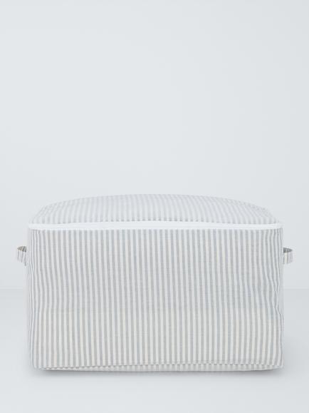 John Lewis Stripe Zipped Storage Bag, Grey/Natural, Large - view 2, Grey/Natural