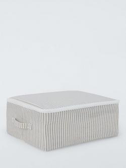 John Lewis Stripe Zipped Storage Bag, Grey/Natural, Medium, Grey/Natural