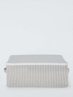 John Lewis Stripe Zipped Storage Bag, Grey/Natural, Medium - view 2, Grey/Natural