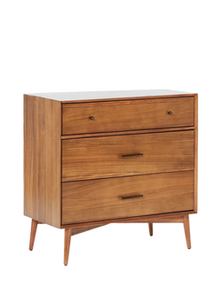 West Elm Mid-Century Wood 3 Drawer Chest, Acorn, Natural