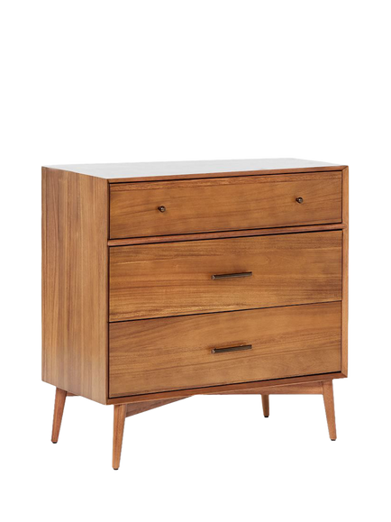 West Elm Mid-Century Wood 3 Drawer Chest, Acorn, Natural