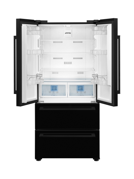 Smeg FQ55FNDE Freestanding 70/30 Fridge Freezer, Black - view 2, Black