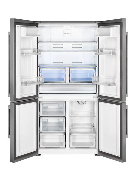 Smeg FQ60 Freestanding 70/30 American Style Fridge Freezer - view 2, Stainless Steel