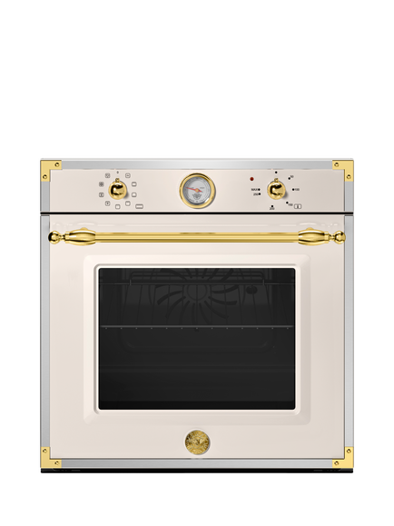 Bertazzoni Heritage Series F609HEREKTAG Built In Electric Single Oven, Ivory/Gold, Ivory/Gold
