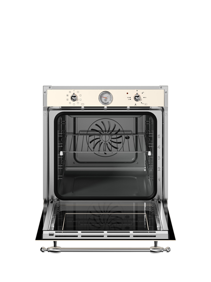 Bertazzoni Heritage Series F609HEREKTAX Built In Electric Single Oven, Ivory/Chrome - view 2, Ivory/Chrome