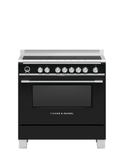 Fisher & Paykel OR90SCI6B1 90cm Freestanding Electric Self Cleaning Range Cooker with Induction Hob, Black, Black