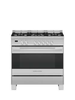 Fisher & Paykel OR90SDG4X1 90cm Freestanding Dual Fuel Range Cooker with Gas Hob, Stainless Steel, Stainless Steel