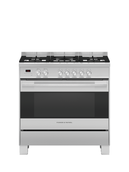 Fisher & Paykel OR90SDG4X1 90cm Freestanding Dual Fuel Range Cooker with Gas Hob, Stainless Steel, Stainless Steel