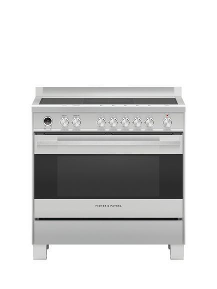 Fisher & Paykel OR90SDI6X1 90cm Freestanding Electric Self Cleaning Range Cooker with Induction Hob, Stainless Steel, Stainless Steel