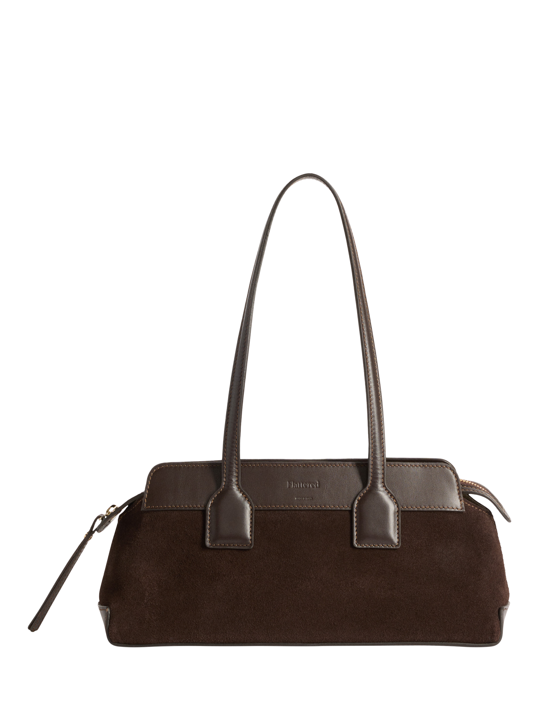 Flattered Greta Leather Suede Shoulder Bag, Brown