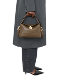 Flattered Hanna Leather Crossbody Grab Bag, Khaki
