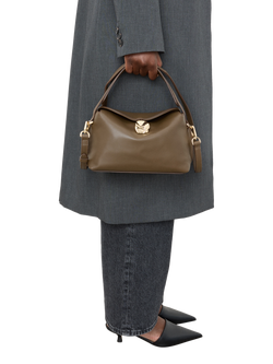 Flattered Hanna Leather Crossbody Grab Bag, Khaki - view 2, Khaki