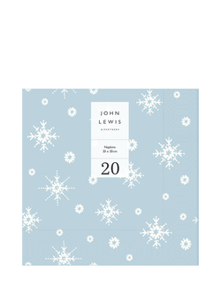 John Lewis Snowflake Paper Napkins, Pack of 20, Blue, Light Blue