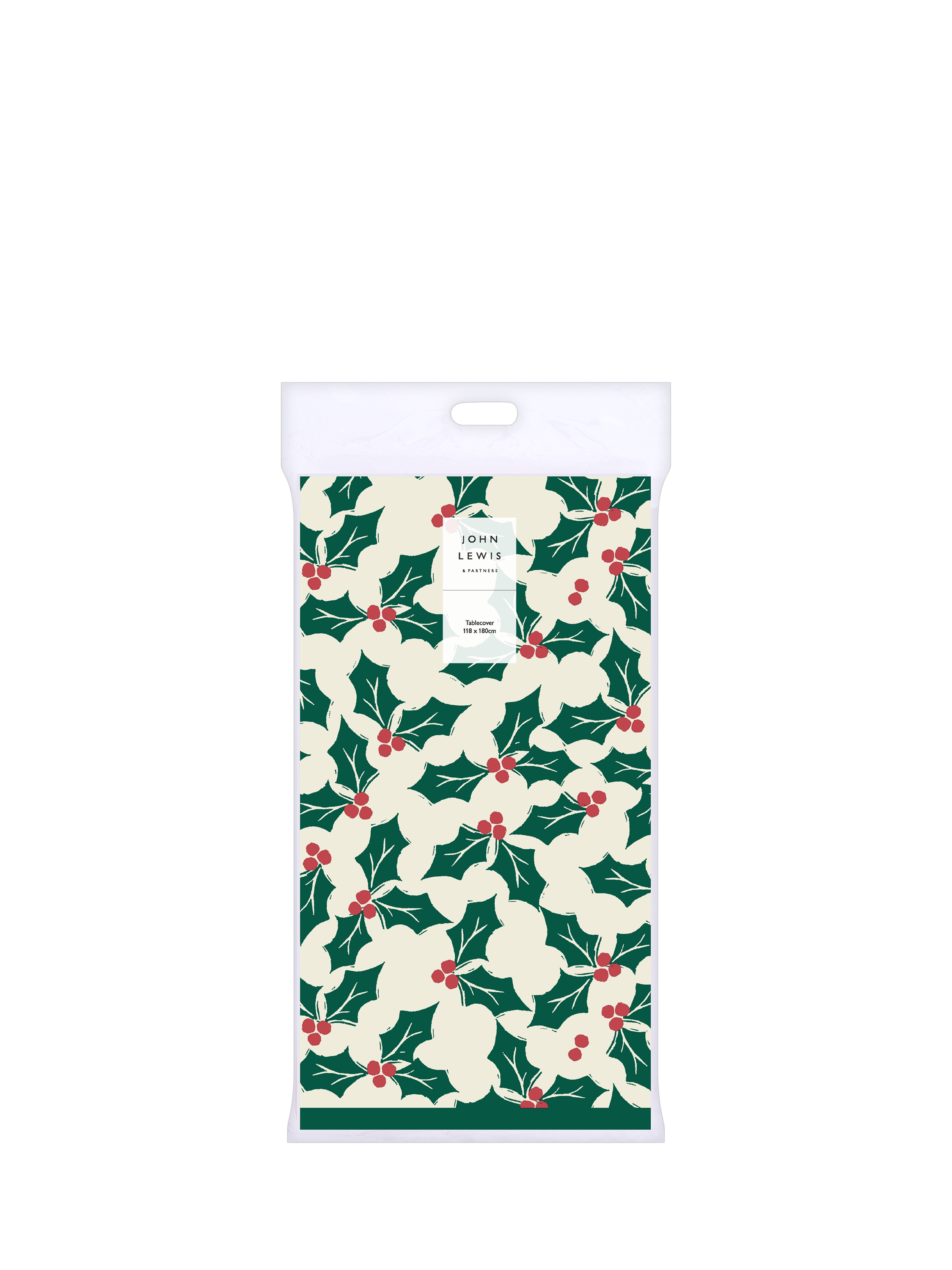 John Lewis Holly Paper Tablecloth, Green/Red