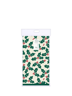 John Lewis Holly Paper Tablecloth, Green/Red, Green