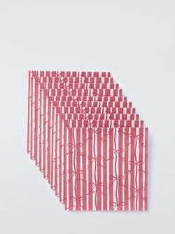 John Lewis Stripe and Bow Paper Napkins, Pack of 20, Red - view 2, Red
