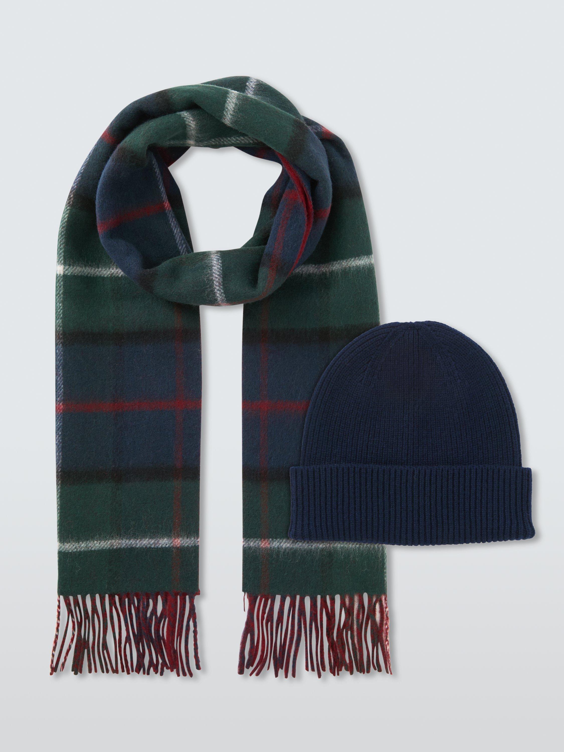 Product image 2 of 4, which shows John Lewis Wool Beanie & Scarf Gift Set, Navy