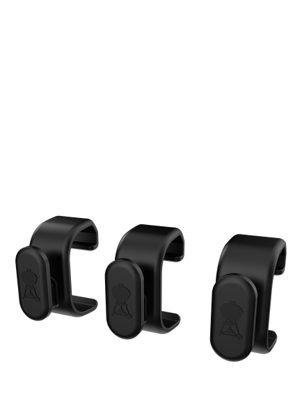 Weber Works Snap On BBQ Tool Hooks, Set of 3, Black, Black