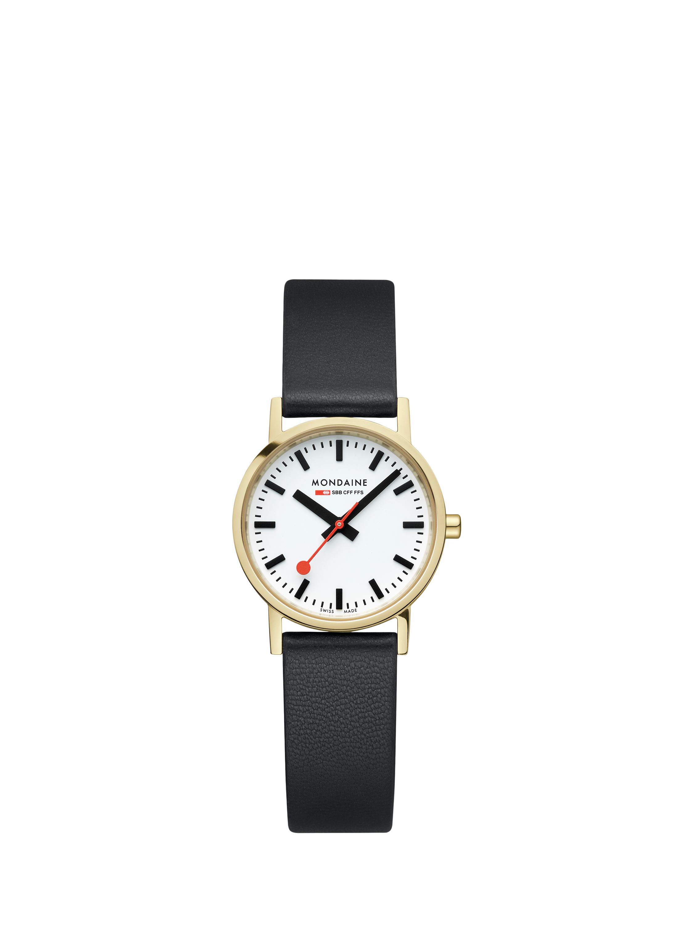 Product image 1 of 9, which shows Mondaine Women's Classic Collection A6583032310SBBV Vegan Leather Strap Watch, Black