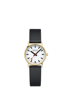 Mondaine Women's Classic Collection A6583032310SBBV Vegan Leather Strap Watch, Black, Black