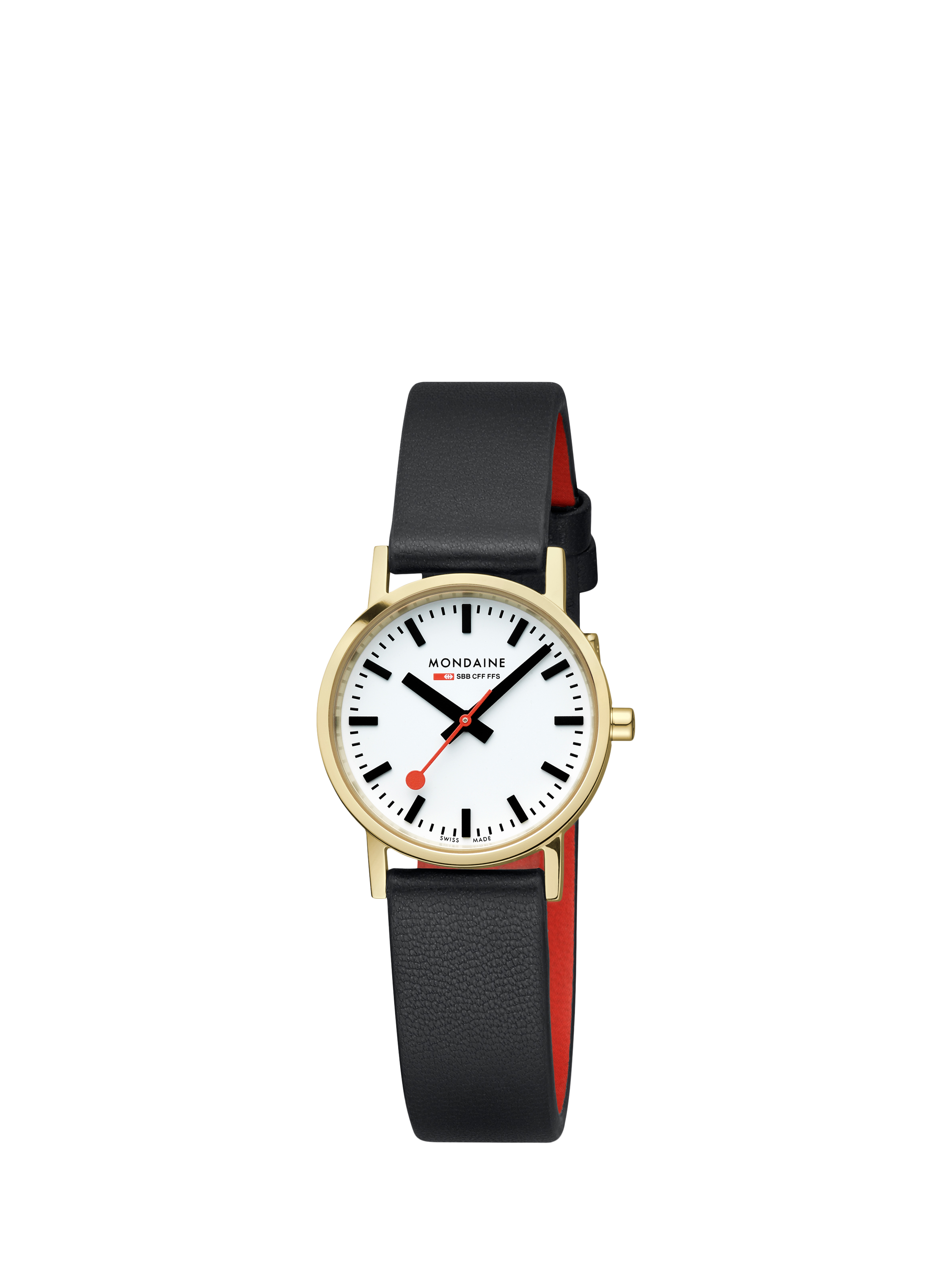 Product image 2 of 9, which shows Mondaine Women's Classic Collection A6583032310SBBV Vegan Leather Strap Watch, Black