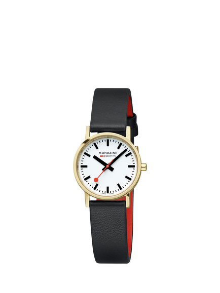 Mondaine A6583032310SBBV Women's Classic Collection 30mm Vegan Leather Strap Watch, Black - view 2, Black