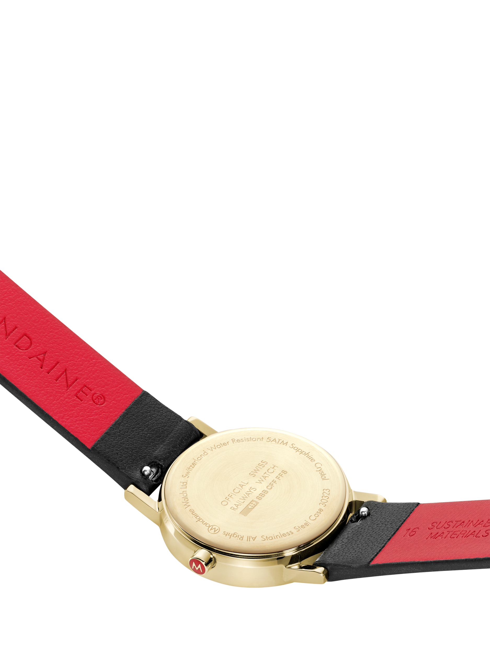 Product image 3 of 9, which shows Mondaine Women's Classic Collection A6583032310SBBV Vegan Leather Strap Watch, Black