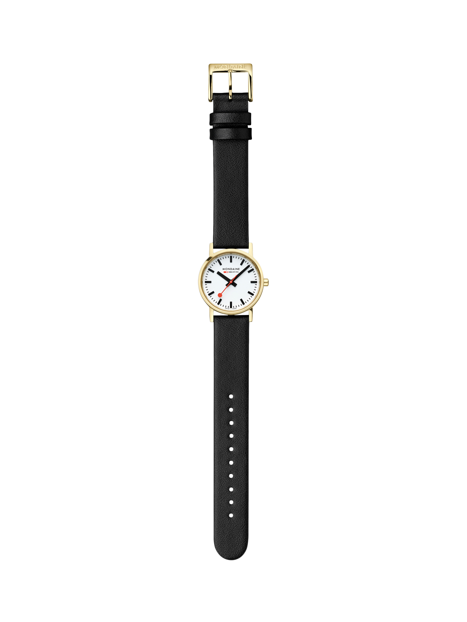 Product image 7 of 9, which shows Mondaine Women's Classic Collection A6583032310SBBV Vegan Leather Strap Watch, Black