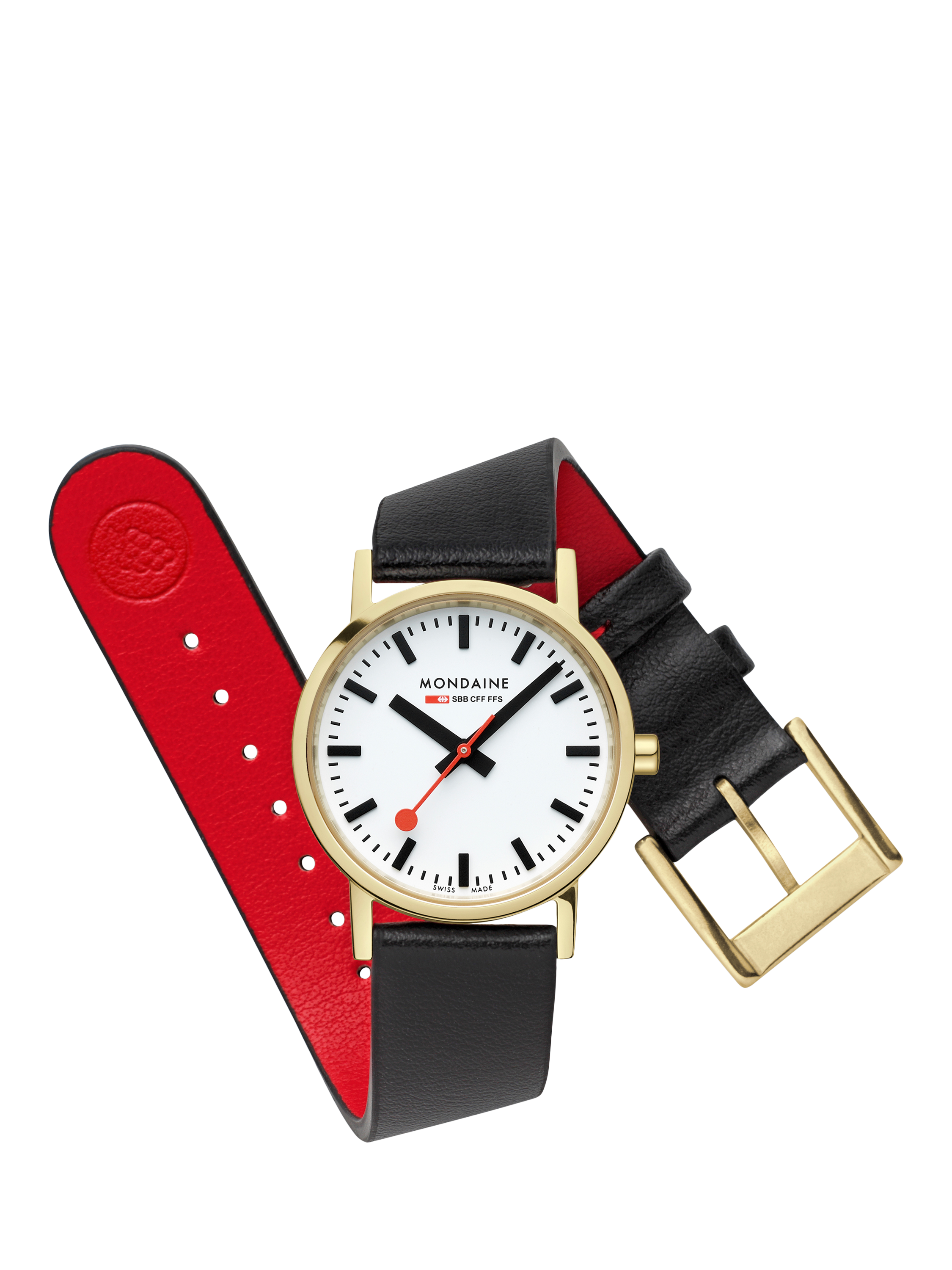 Product image 8 of 9, which shows Mondaine Women's Classic Collection A6583032310SBBV Vegan Leather Strap Watch, Black