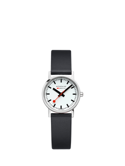 Mondaine Women's Classic Collection A6583032311SBBV Vegan Leather Strap Watch, Black, Black