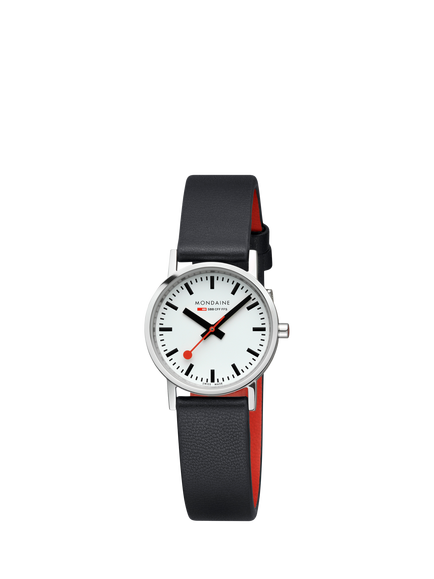 Mondaine A6583032311SBBV Women's Classic Collection 30mm Vegan Leather Strap Watch, Black - view 2, Black