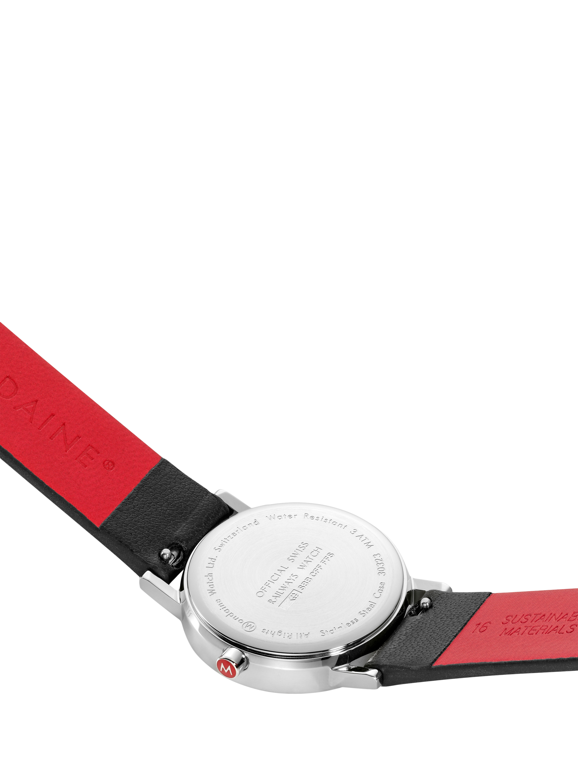 Product image 3 of 8, which shows Mondaine Women's Classic Collection A6583032311SBBV Vegan Leather Strap Watch, Black