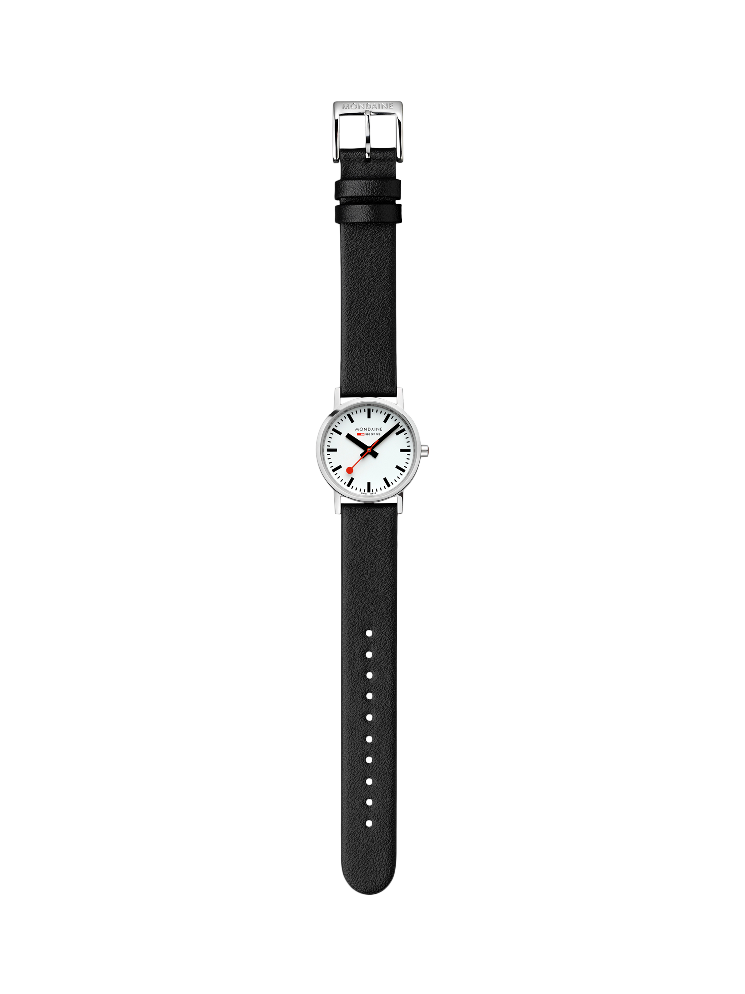 Product image 6 of 8, which shows Mondaine Women's Classic Collection A6583032311SBBV Vegan Leather Strap Watch, Black