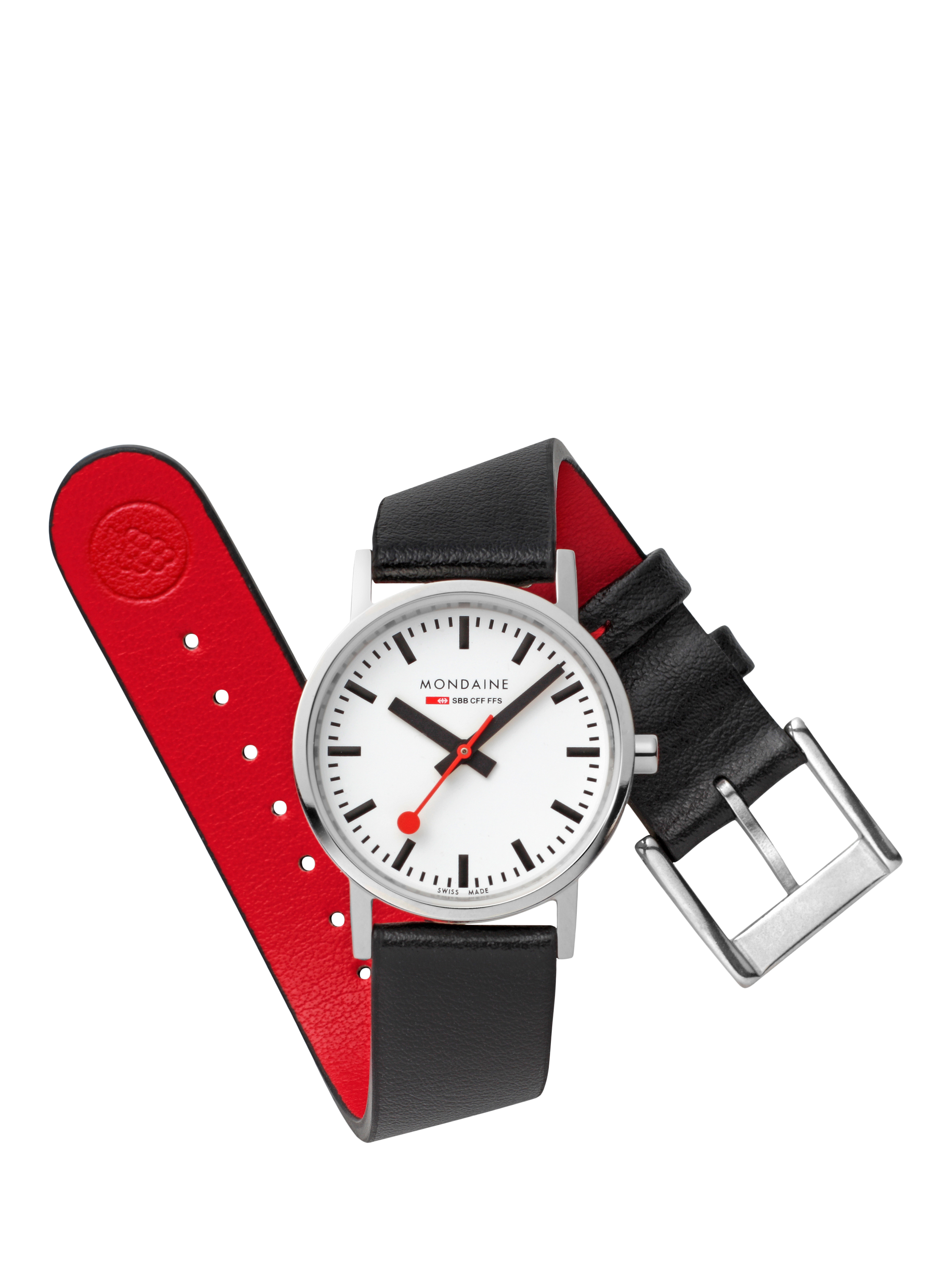 Product image 7 of 8, which shows Mondaine Women's Classic Collection A6583032311SBBV Vegan Leather Strap Watch, Black