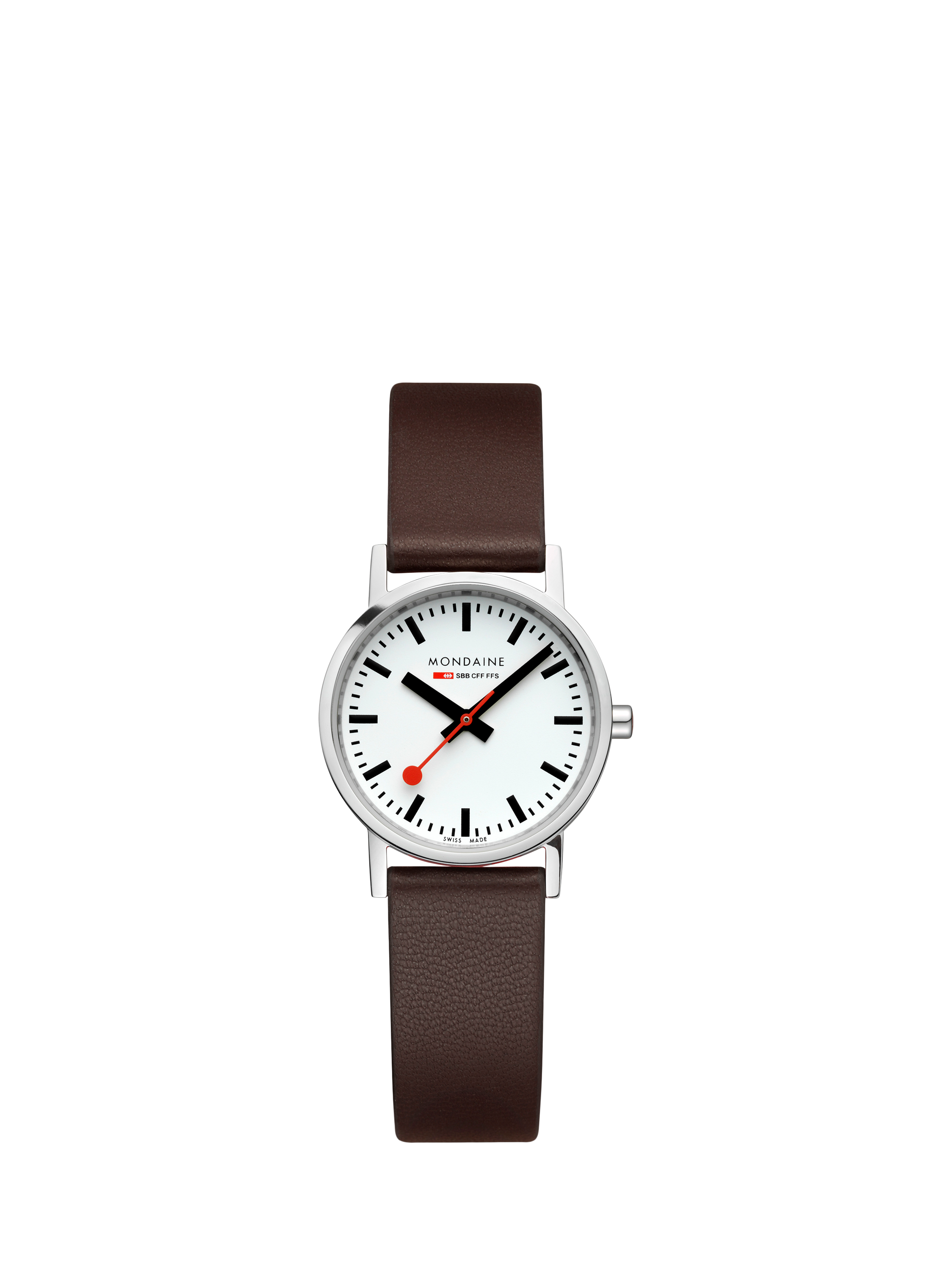 Product image 1 of 8, which shows Mondaine Women's Classic Collection A6583032311SBGV Vegan Leather Strap Watch, Brown