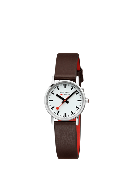 Mondaine A6583032311SBGV Women's Classic Collection 30mm Vegan Leather Strap Watch, Brown - view 2, Brown