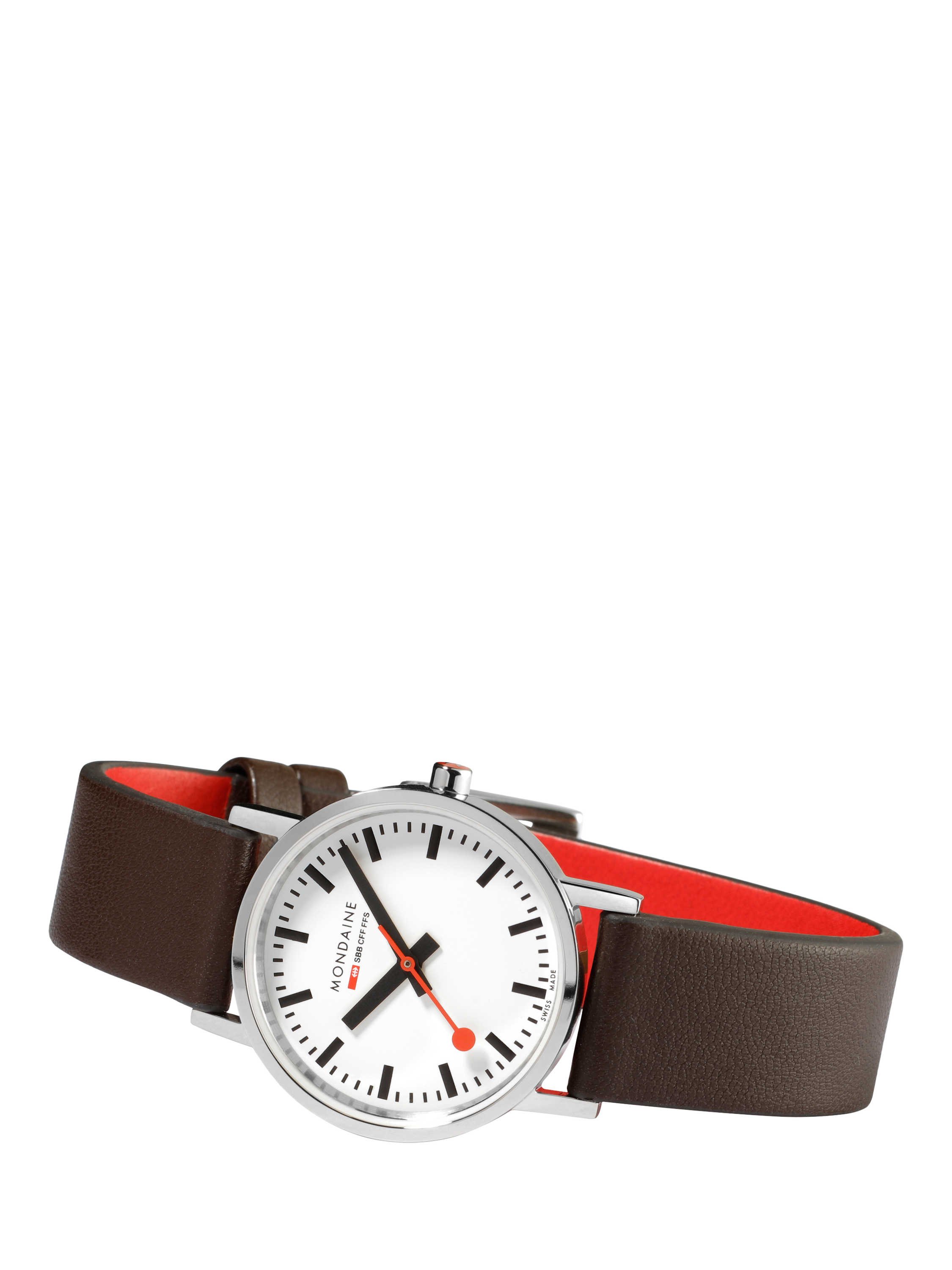 Product image 8 of 8, which shows Mondaine Women's Classic Collection A6583032311SBGV Vegan Leather Strap Watch, Brown