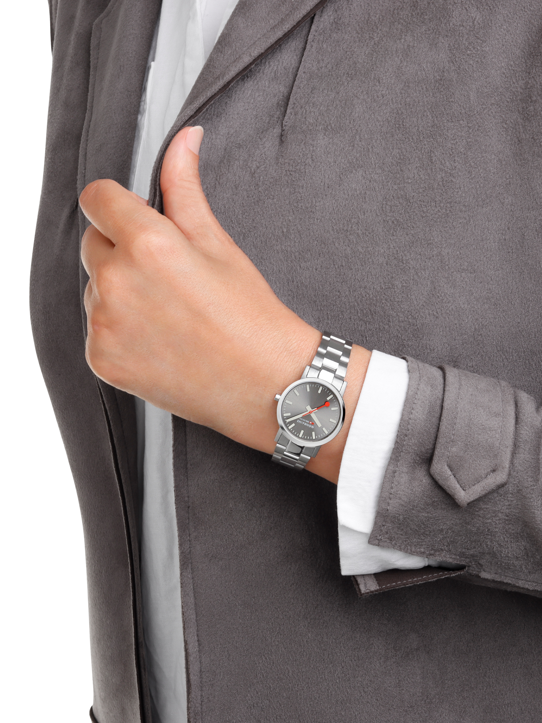 Product image 5 of 7, which shows Mondaine Women's Classic Collection A6583032380SBJ Bracelet Strap Watch, Silver