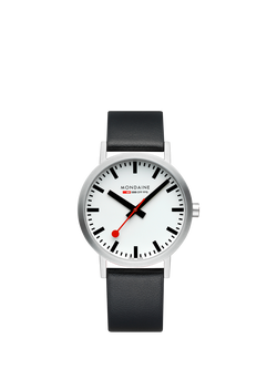 Mondaine Unisex Classic Collection A6603036016SBBV Vegan Leather Strap Watch, Black, Black