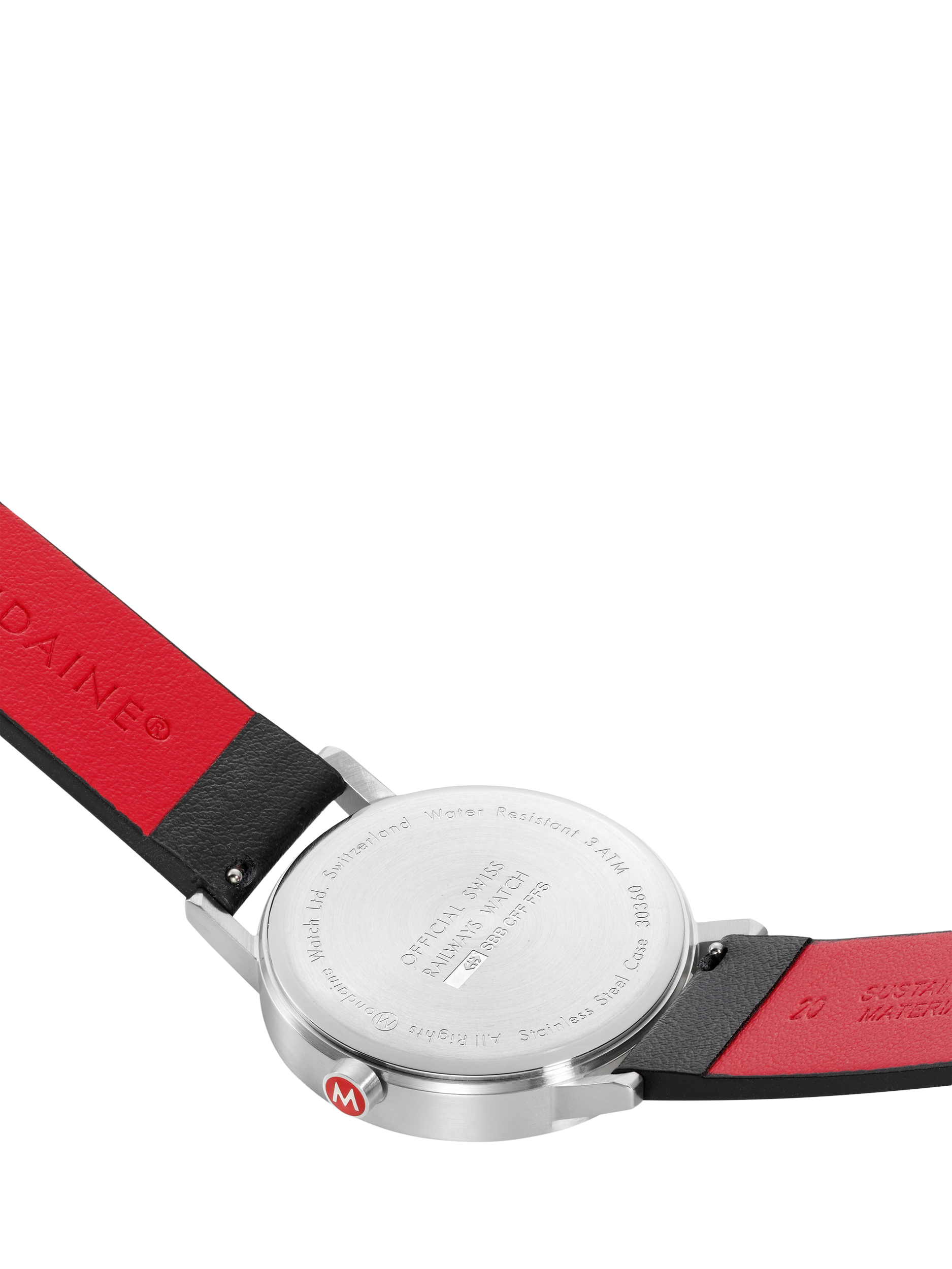 Product image 3 of 8, which shows Mondaine Unisex Classic Collection A6603036016SBBV Vegan Leather Strap Watch, Black