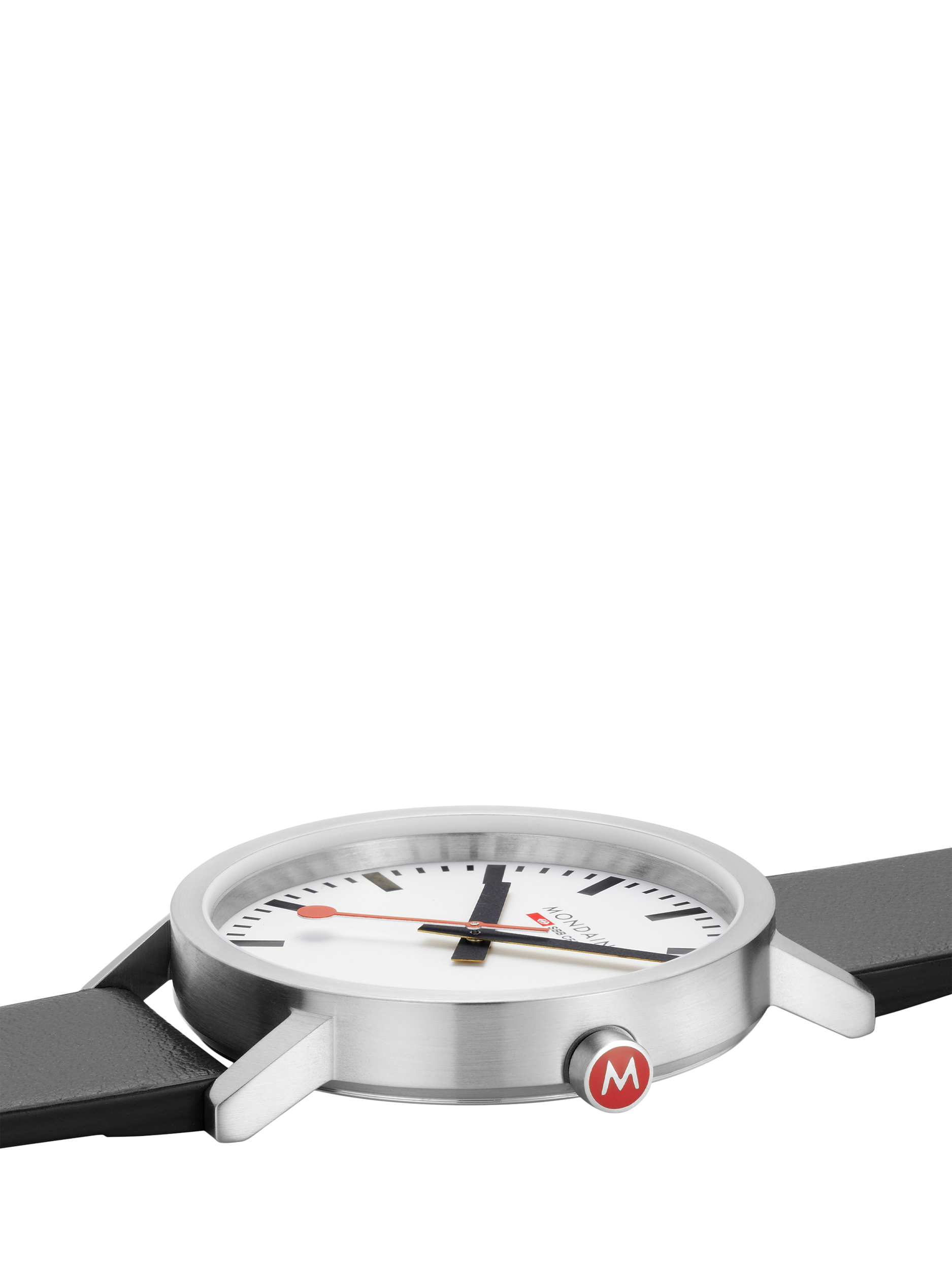 Product image 4 of 8, which shows Mondaine Unisex Classic Collection A6603036016SBBV Vegan Leather Strap Watch, Black