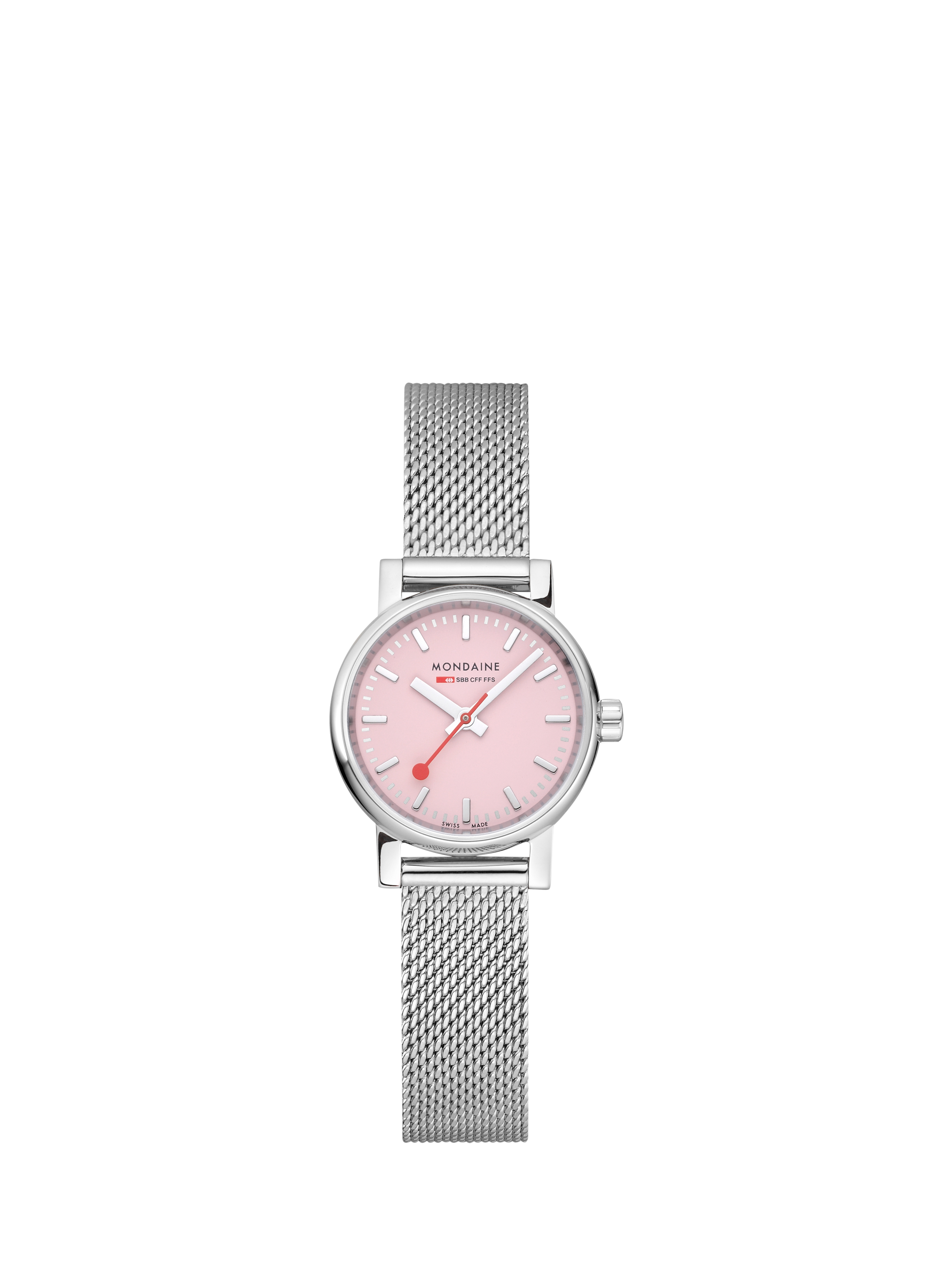 Product image 1 of 8, which shows Mondaine Women's Evo 2 MSE26130SM Wild Rose Bracelet Strap Watch, Silver