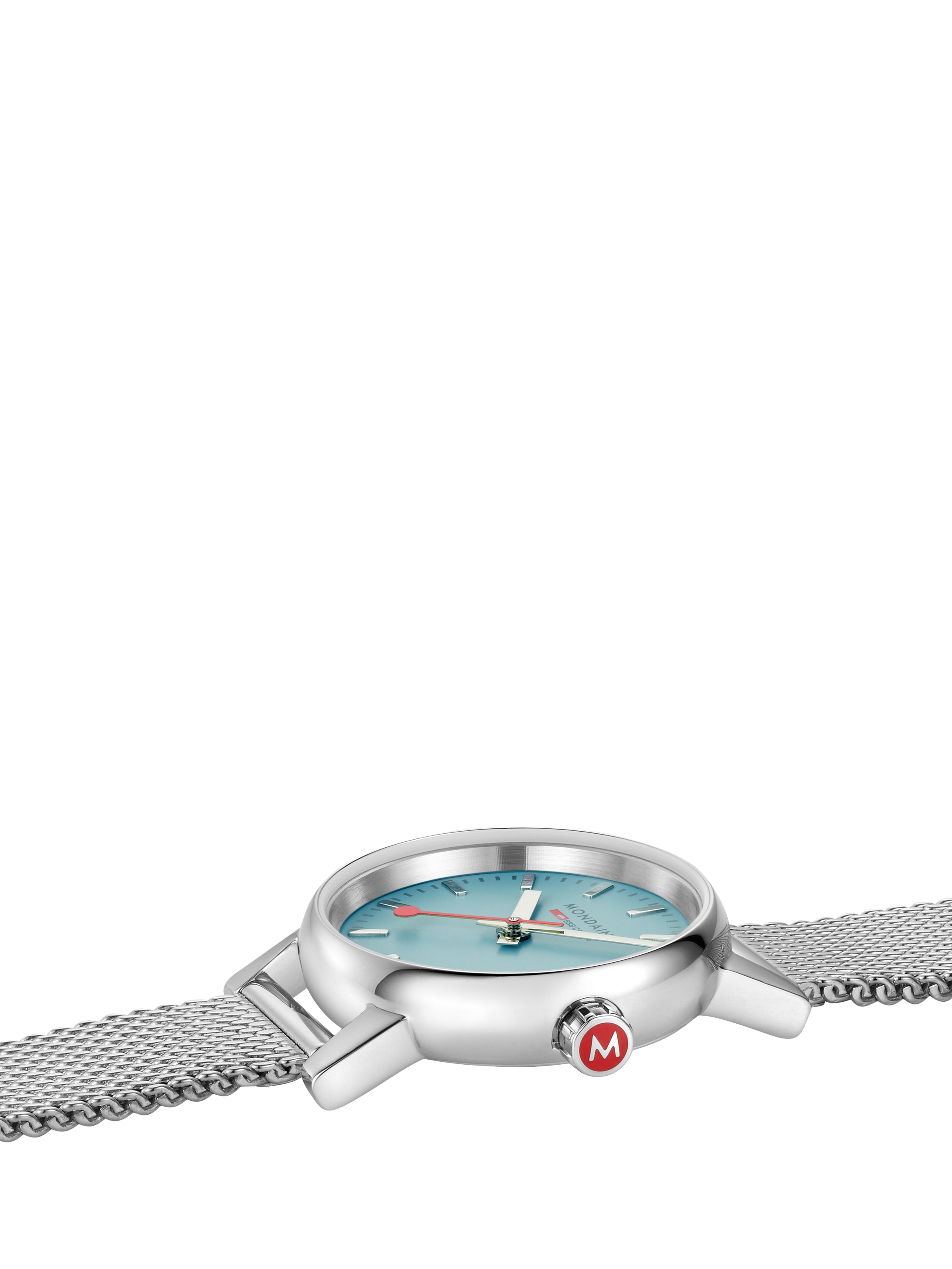 Product image 2 of 7, which shows Mondaine Women's Evo 2 MSE26140SM Turquoise Lake Bracelet Strap Watch, Silver