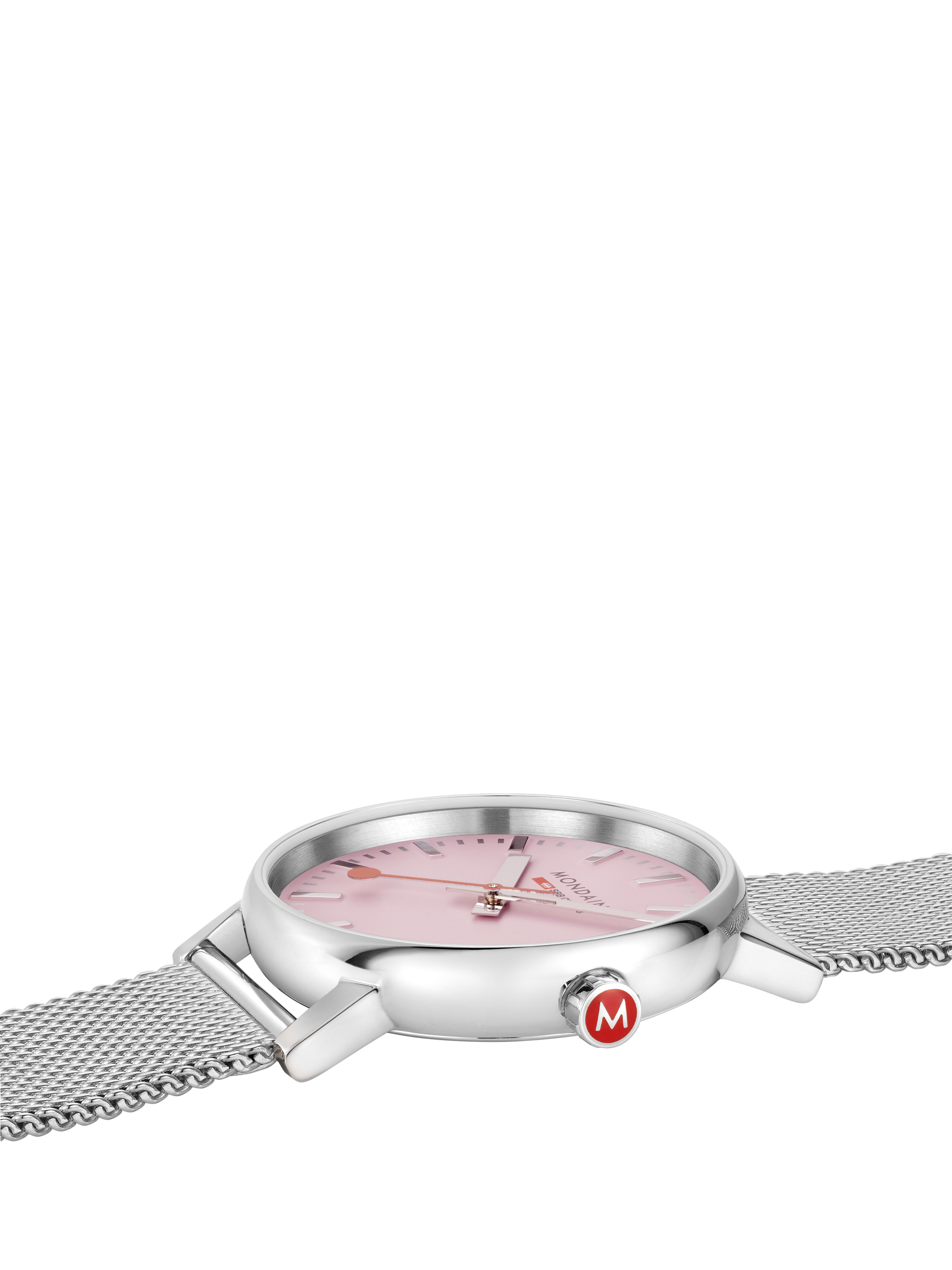 Product image 4 of 9, which shows Mondaine Unisex Evo 2 MSE35130SM Wild Rose Bracelet Strap Watch, Silver