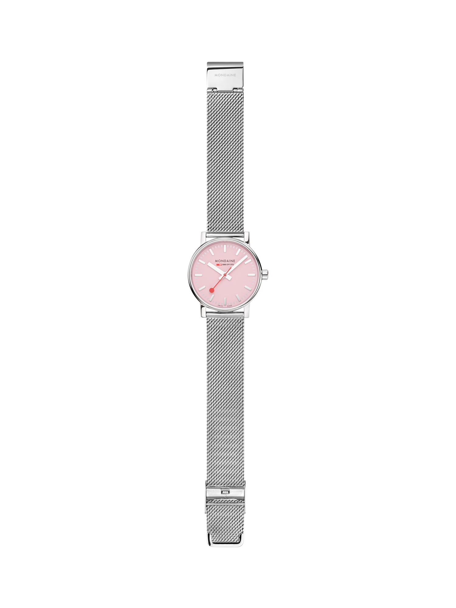 Product image 5 of 9, which shows Mondaine Unisex Evo 2 MSE35130SM Wild Rose Bracelet Strap Watch, Silver