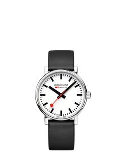 Mondaine Unisex Official Swiss Railways MSE40110LBV Vegan Leather Strap Watch, Black, Black